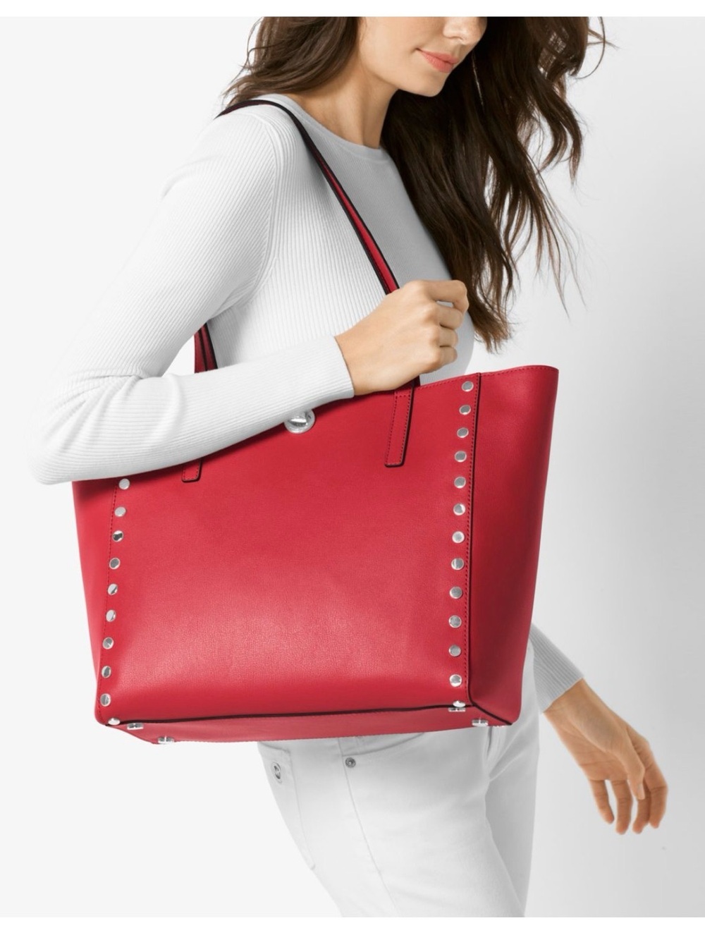 Michael Kors Red Studded Tote Bag - Women